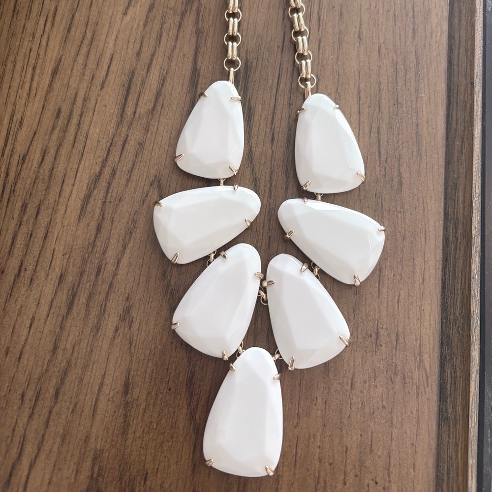 Kendra Scott White and Gold Statement Bib Necklace